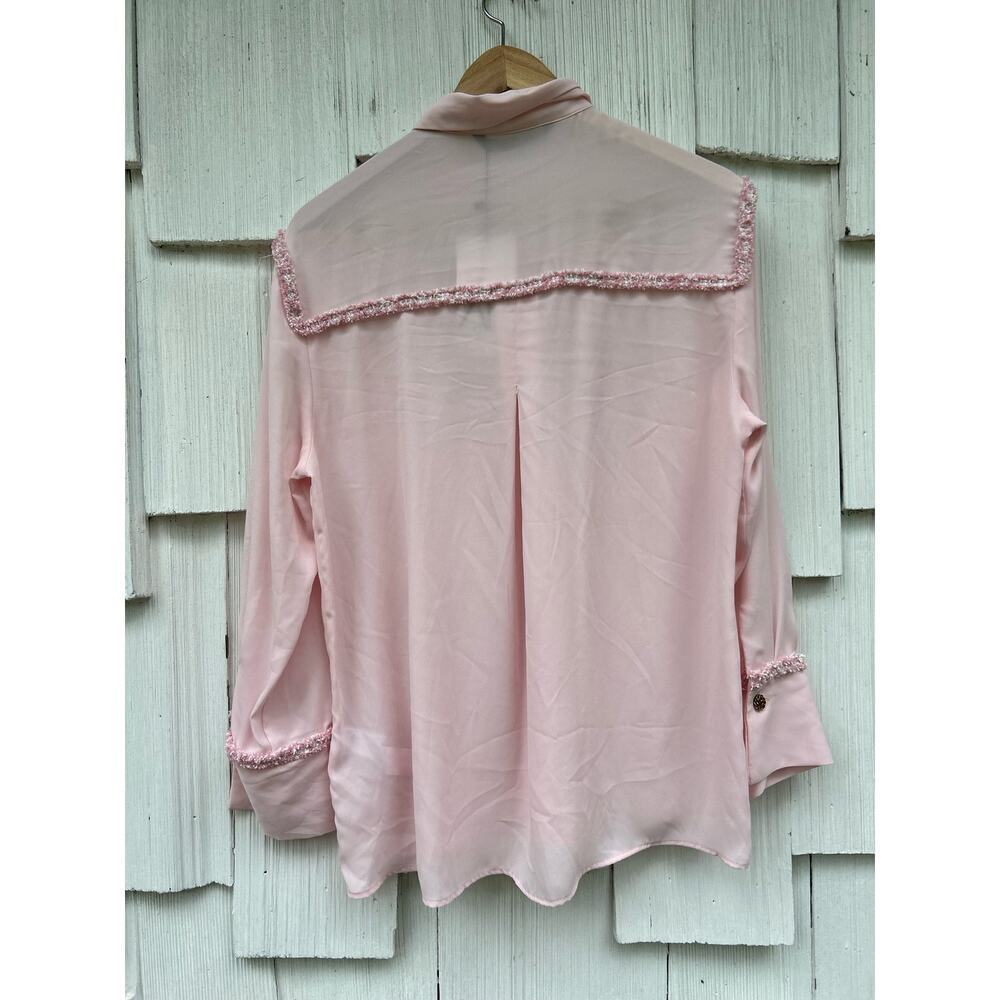 Zara Women's Long Sleeve Pink Collared Textured Combination Shirt, Size M NWT - Picture 7 of 9